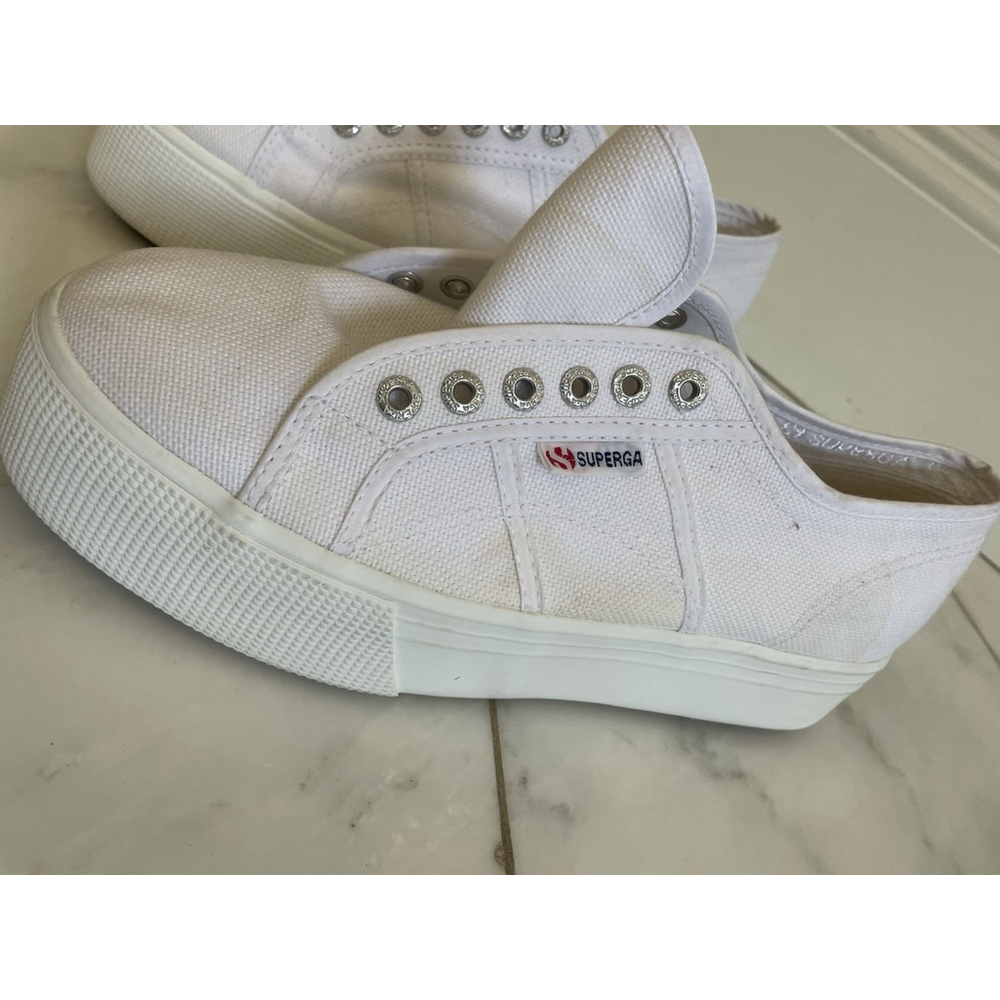 Superga Women’s Size 9.5 White Canvas Platform Fashion Sneakers - Picture 3 of 10